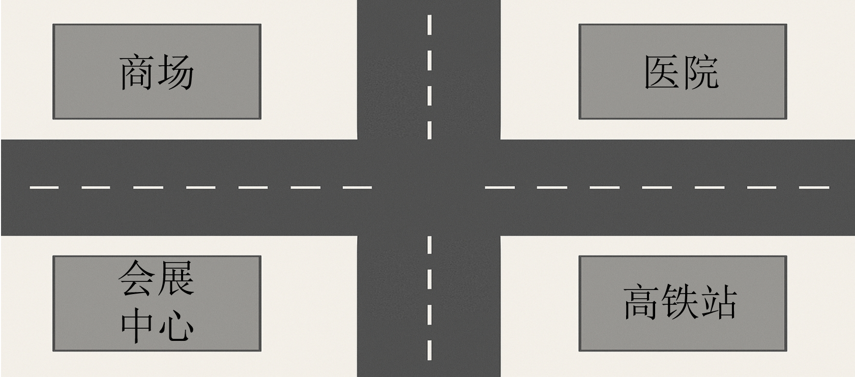 停车场十字路口总览图